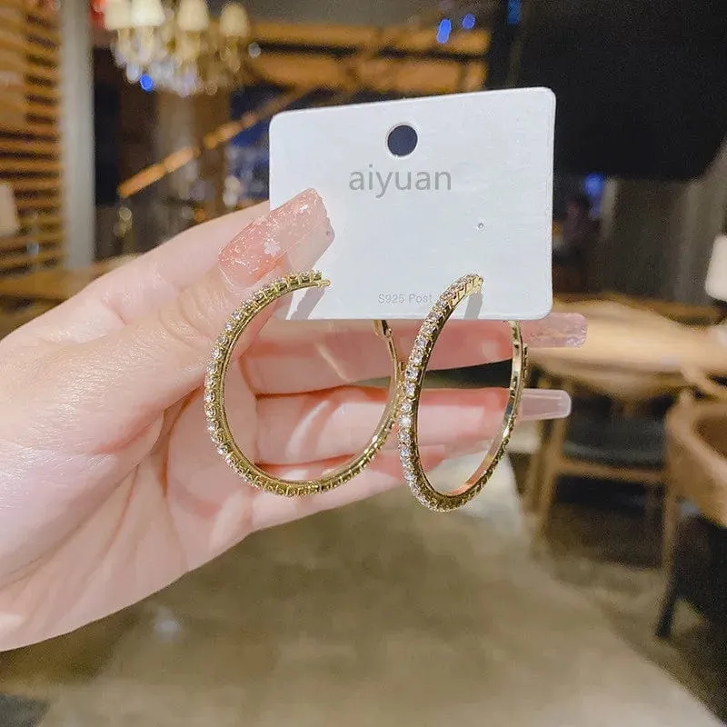 Modische Creolen mit Strass-Kristallen für Frauen, Mode-Accessoires, Valentinstag, Jahrestag, Geschenk, Schmuck, Pendientes Mujer