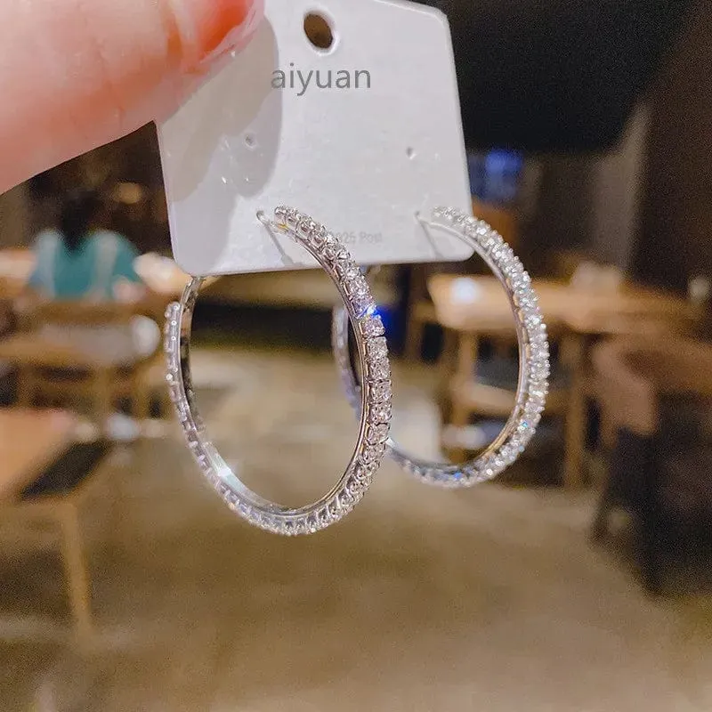 Modische Creolen mit Strass-Kristallen für Frauen, Mode-Accessoires, Valentinstag, Jahrestag, Geschenk, Schmuck, Pendientes Mujer
