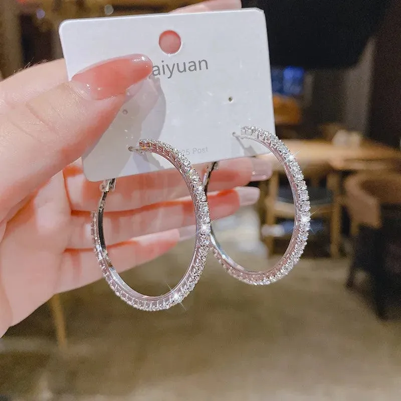 Modische Creolen mit Strass-Kristallen für Frauen, Mode-Accessoires, Valentinstag, Jahrestag, Geschenk, Schmuck, Pendientes Mujer