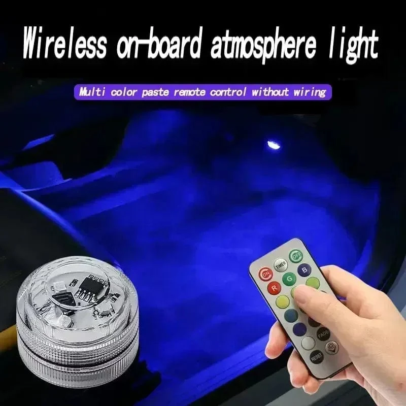 LED Auto Innenraum Umgebungslicht Fernbedienung Dekoration Auto Dach Fuß Atmosphäre Lampe Fahrrad Rücklicht Wireless Adhesive