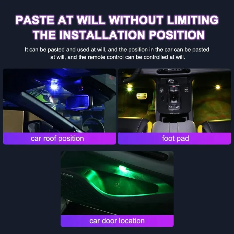 LED Auto Innenraum Umgebungslicht Fernbedienung Dekoration Auto Dach Fuß Atmosphäre Lampe Fahrrad Rücklicht Wireless Adhesive