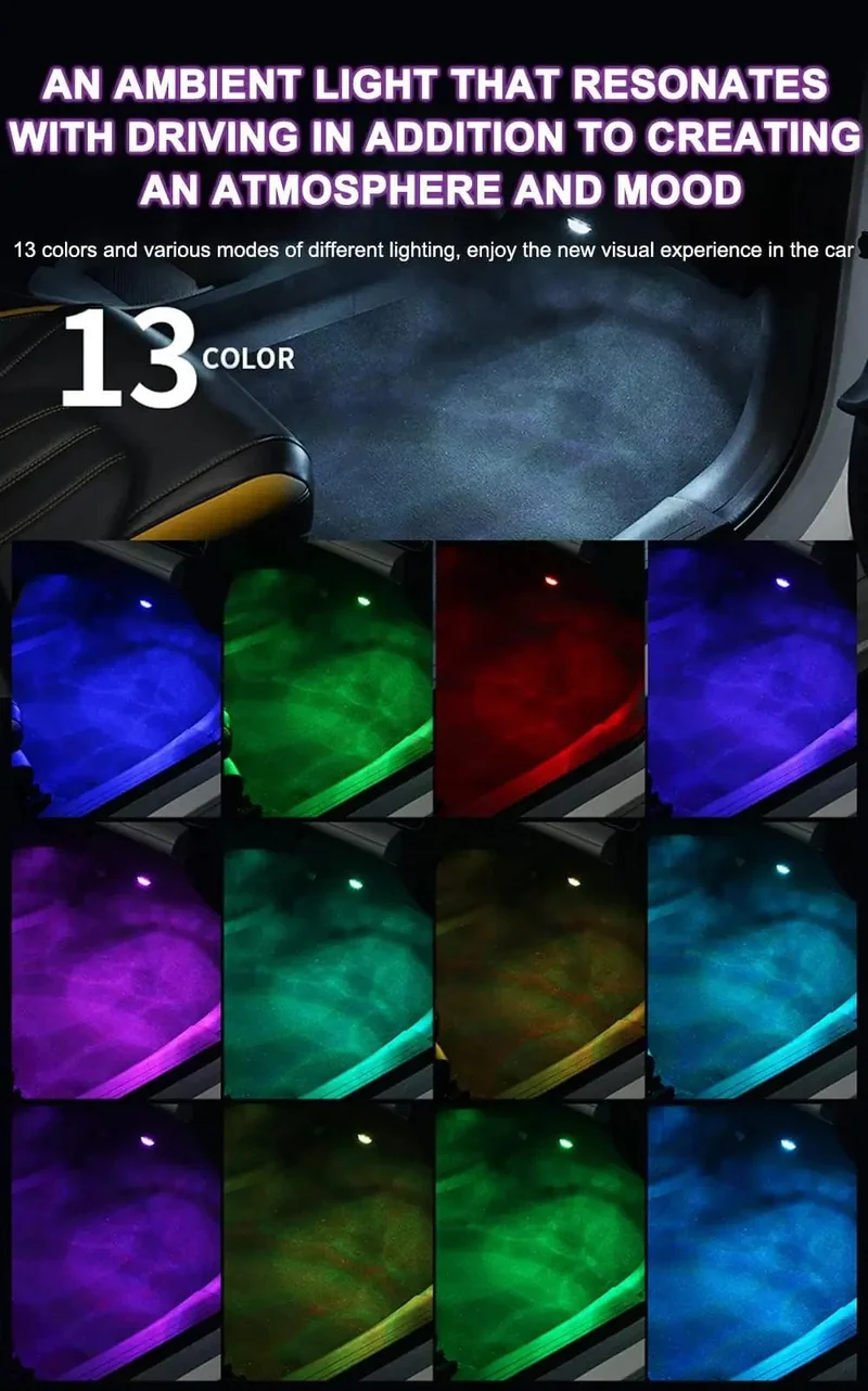 LED Auto Innenraum Umgebungslicht Fernbedienung Dekoration Auto Dach Fuß Atmosphäre Lampe Fahrrad Rücklicht Wireless Adhesive