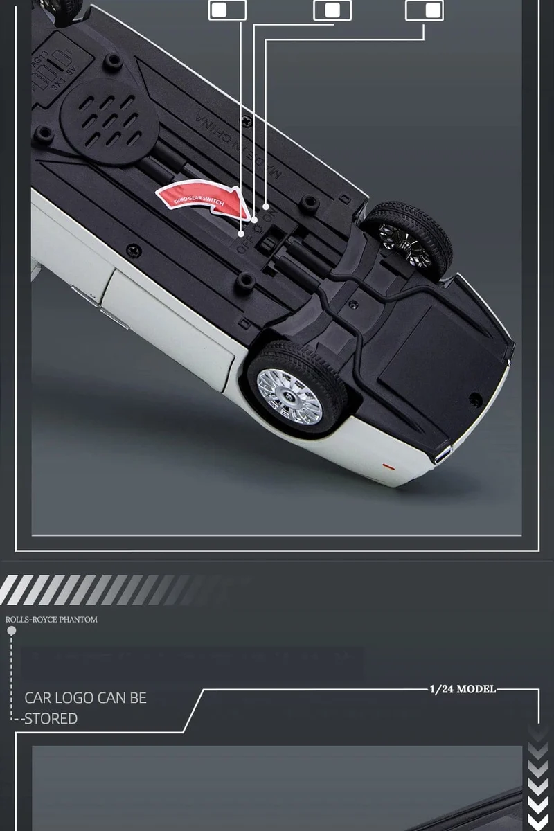 1:24 RR Phantom Modell Zinklegierung Pull Back Druckguss Spielzeugautos mit Ton und Licht für Kinder Jungen Mädchen Geschenk