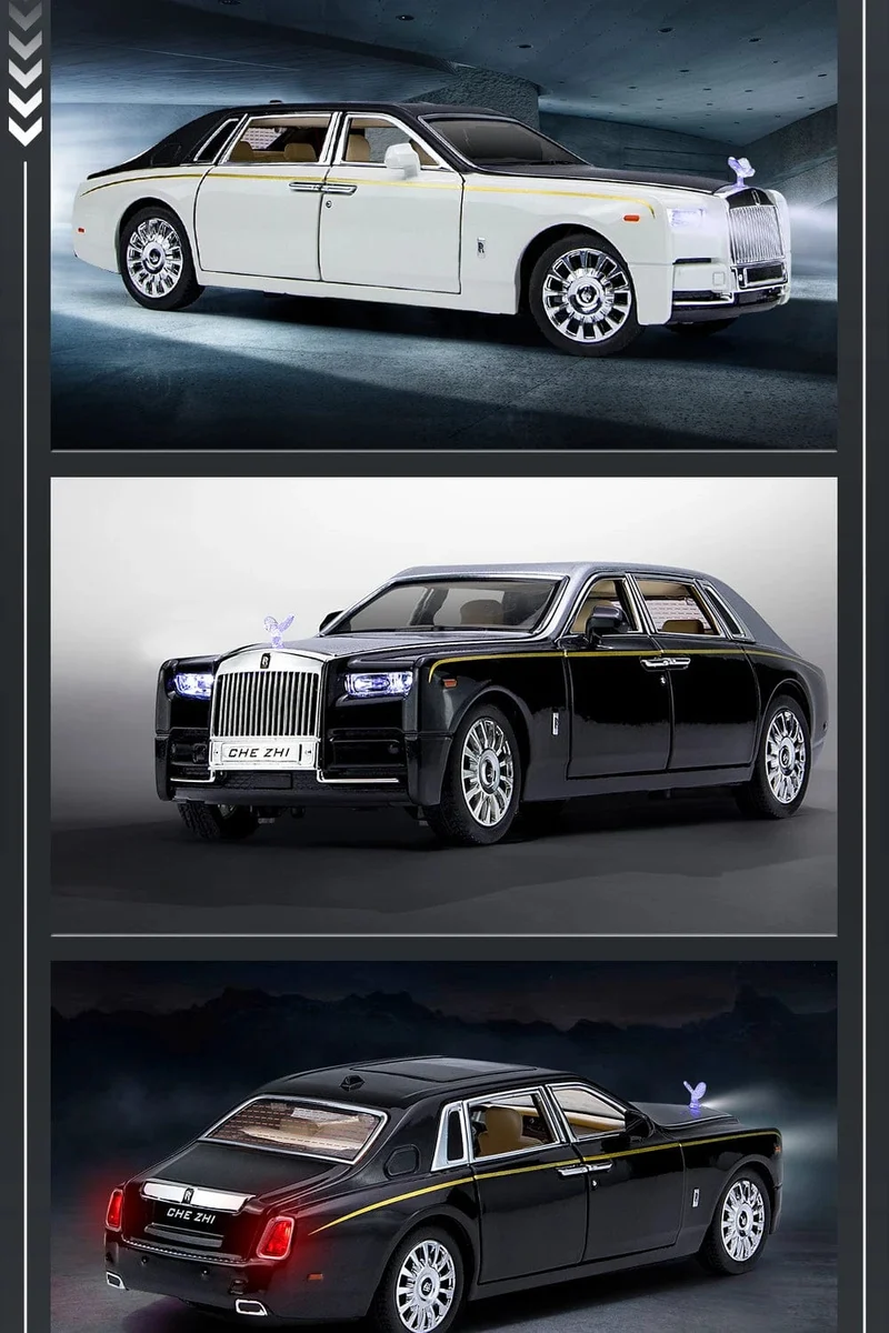 1:24 RR Phantom Modell Zinklegierung Pull Back Druckguss Spielzeugautos mit Ton und Licht für Kinder Jungen Mädchen Geschenk