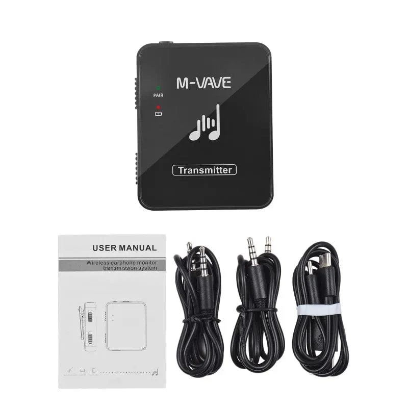 M-VAVE WP-10 2.4 GHz Drahtloses Kopfhörer-Monitor-Übertragungssystem Wiederaufladbarer Sender und Empfänger Stereo-Mono-Aufnahme