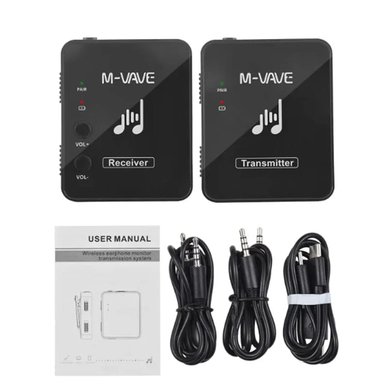 M-VAVE WP-10 2.4 GHz Drahtloses Kopfhörer-Monitor-Übertragungssystem Wiederaufladbarer Sender und Empfänger Stereo-Mono-Aufnahme