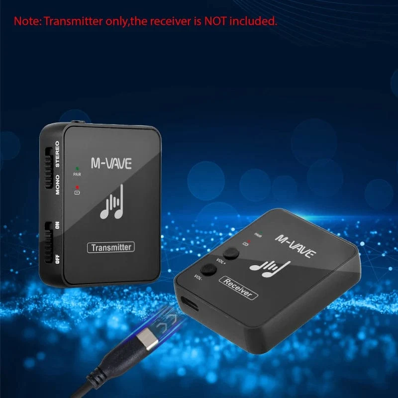 M-VAVE WP-10 2.4 GHz Drahtloses Kopfhörer-Monitor-Übertragungssystem Wiederaufladbarer Sender und Empfänger Stereo-Mono-Aufnahme
