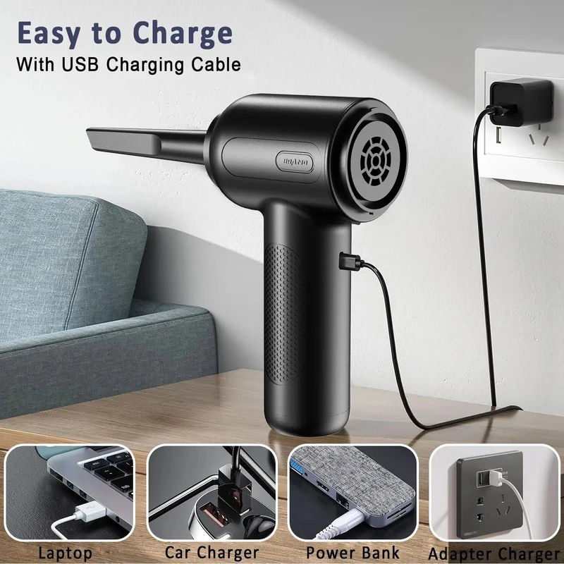2 in 1 Druckluft-Staubwedel, kabelloser Staubbläser, wiederaufladbarer Blas- und Saugstaubsauger, elektrisch, für Computer, Tastatur, Sofa