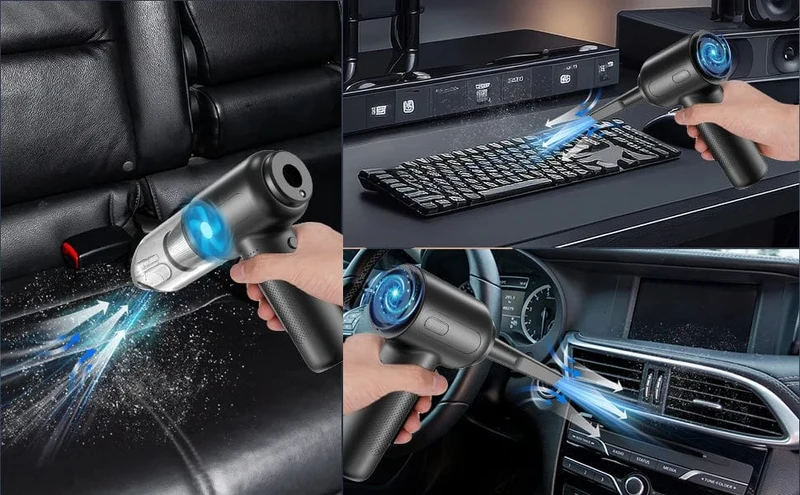 2 in 1 Druckluft-Staubwedel, kabelloser Staubbläser, wiederaufladbarer Blas- und Saugstaubsauger, elektrisch, für Computer, Tastatur, Sofa