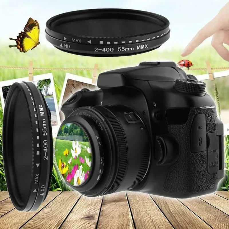 Variabler Fader ND-Filter, einstellbarer ND2 bis ND400 Neutraldichtefilter für Kamerazubehörobjektive, 11 x 11 x 2.5 cm, Polarisationsfilter