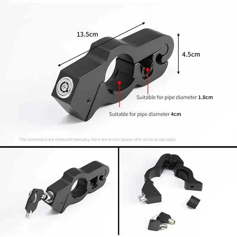 Diebstahlsicheres Lenker-Gasschloss, Aluminiumlegierung, für Elektroautos, Motorräder, Fahrräder, Flaschen, ATV-Autos, tragbares Lenker-Bremsschloss