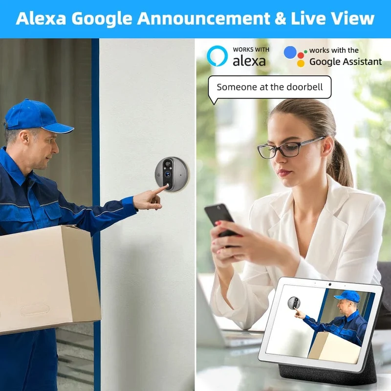3MP Tuya Smart Leben APP Home Batterie WiFi Video Digital Tür Guckloch Viewer PIR IR Tür Glocke Magic Eye Kamera Alexa Google