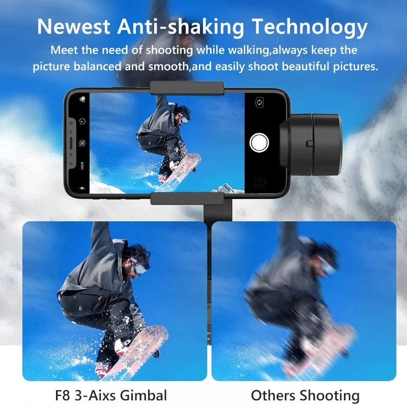 F8 Handheld 3-Achsen Gimbal Telefonhalter Anti Shake Video Record Stabilisator für Xiaomi iPhone Handy Smartphone