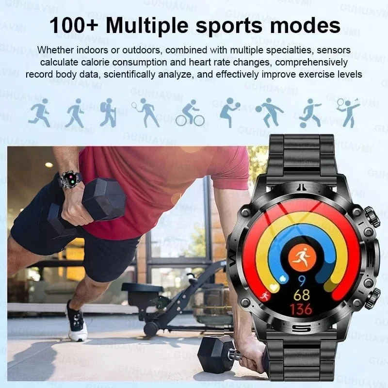 2024 AI Medizinische Diagnose Smart Watch Bluetooth Anruf Blutzucker Blutfett Harnsäure Monitor HRV EKG Smartwatch Für Männer Frauen