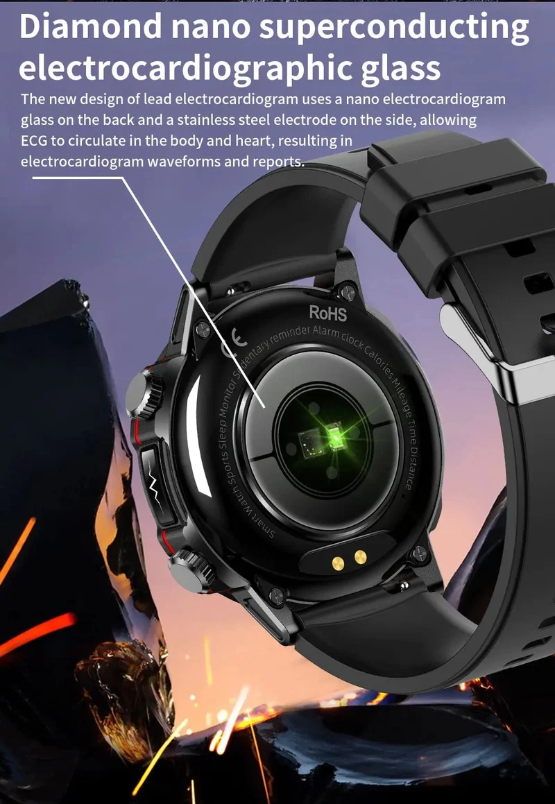 2024 AI Medizinische Diagnose Smart Watch Bluetooth Anruf Blutzucker Blutfett Harnsäure Monitor HRV EKG Smartwatch Für Männer Frauen