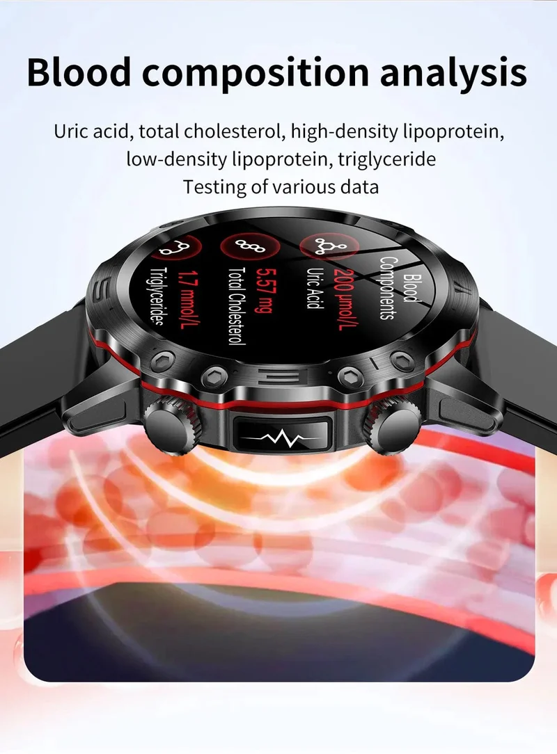 2024 AI Medizinische Diagnose Smart Watch Bluetooth Anruf Blutzucker Blutfett Harnsäure Monitor HRV EKG Smartwatch Für Männer Frauen