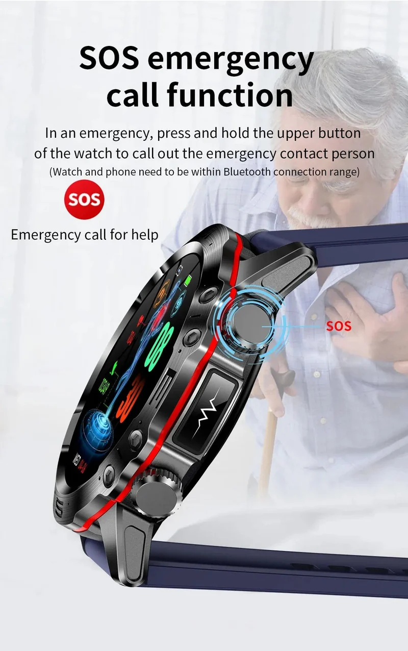 2024 AI Medizinische Diagnose Smart Watch Bluetooth Anruf Blutzucker Blutfett Harnsäure Monitor HRV EKG Smartwatch Für Männer Frauen