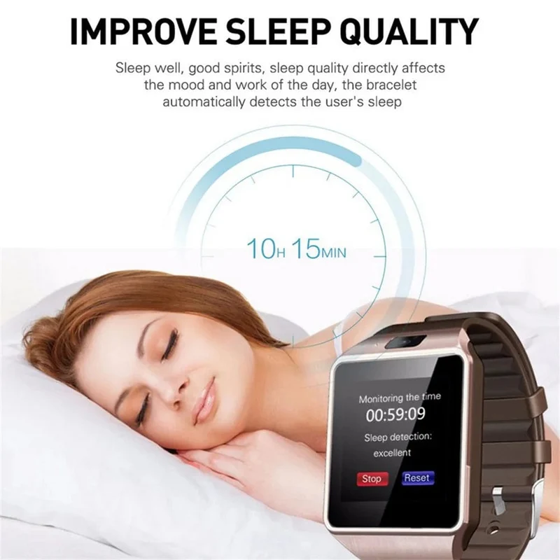 DZ09 Smart Watch Schlafmonitor 1.56" HD-Farbbildschirm Integrierte Sportmodi Smartwatch Fitness-Tracker