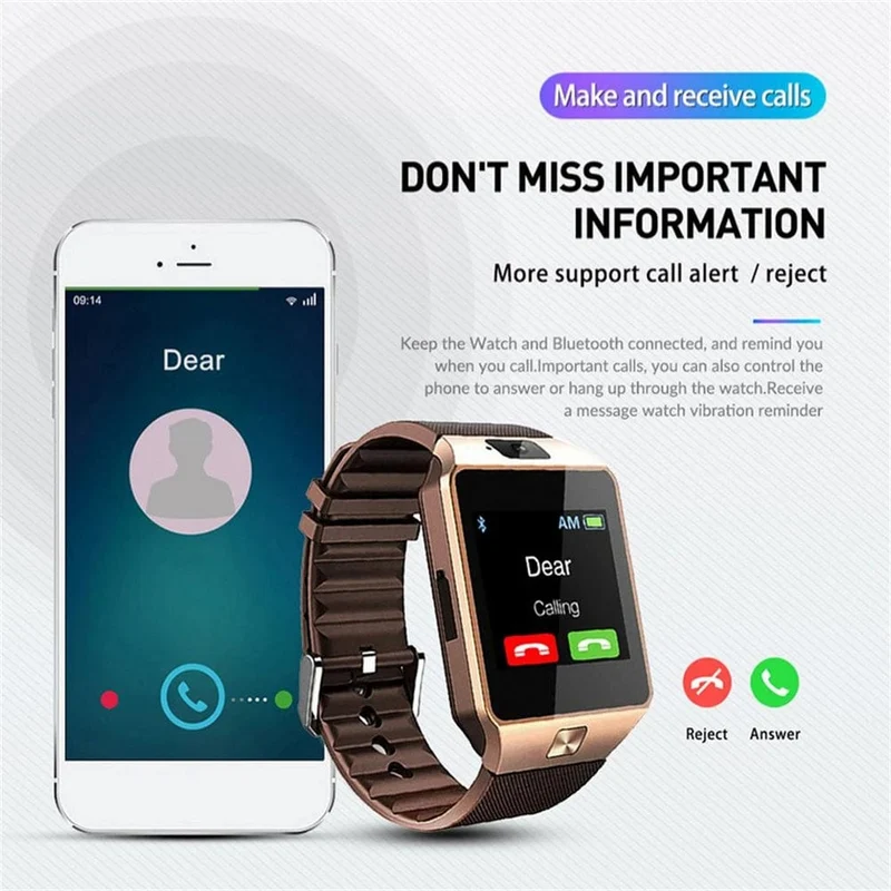 DZ09 Smart Watch Schlafmonitor 1.56" HD-Farbbildschirm Integrierte Sportmodi Smartwatch Fitness-Tracker