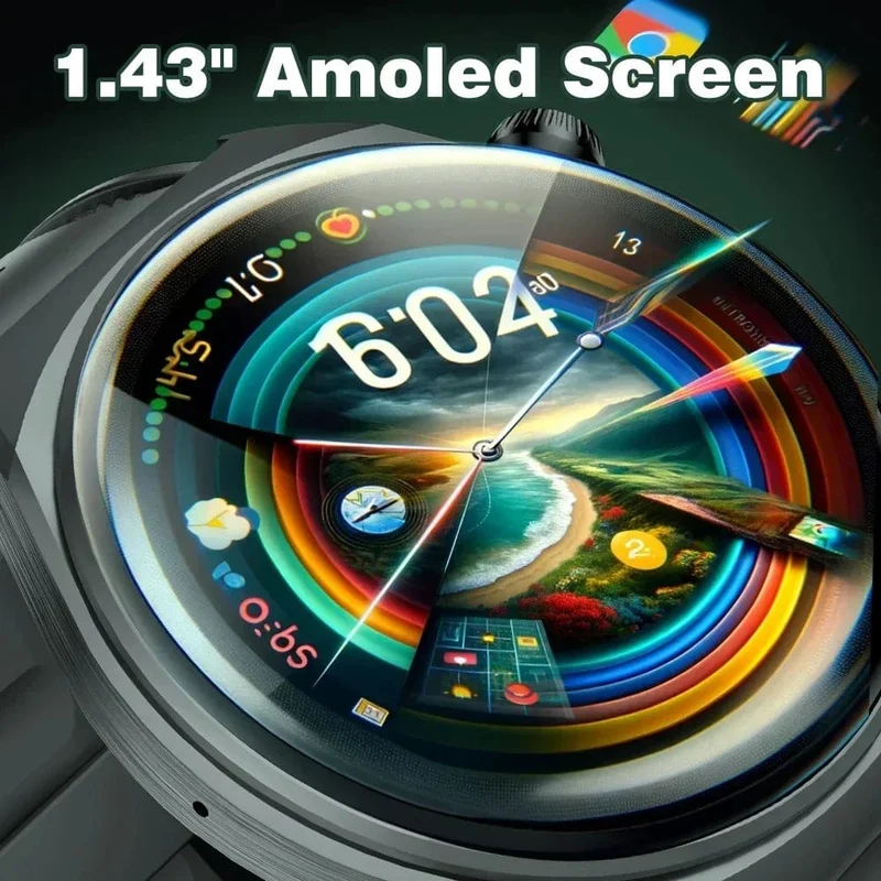 KUMI GW6 1.43-Zoll-AMOLED-Bildschirm Bluetooth-Anruf IP68 Wasserdicht NFC 100+ Sport-Smartwatch mit Herzfrequenz-, Blutdruck- und Sauerstoffmonitor
