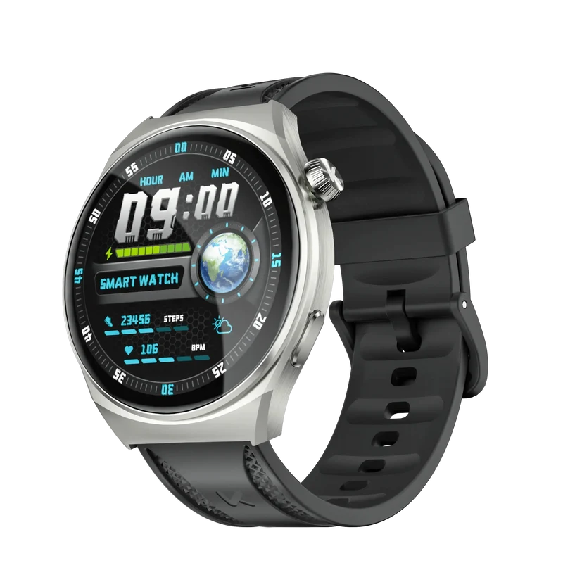 KUMI GW6 1.43-Zoll-AMOLED-Bildschirm Bluetooth-Anruf IP68 Wasserdicht NFC 100+ Sport-Smartwatch mit Herzfrequenz-, Blutdruck- und Sauerstoffmonitor