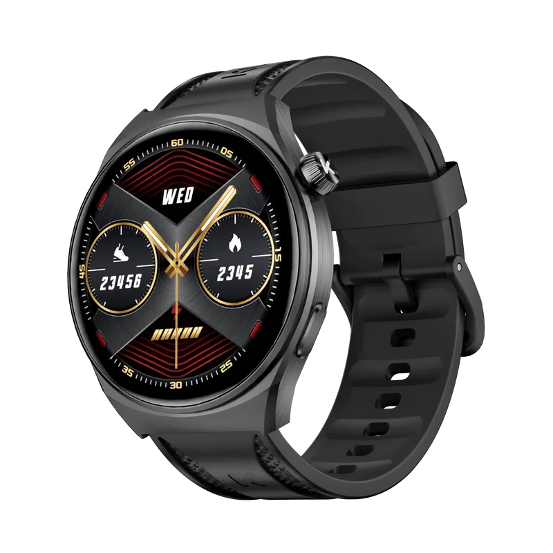 KUMI GW6 1.43-Zoll-AMOLED-Bildschirm Bluetooth-Anruf IP68 Wasserdicht NFC 100+ Sport-Smartwatch mit Herzfrequenz-, Blutdruck- und Sauerstoffmonitor