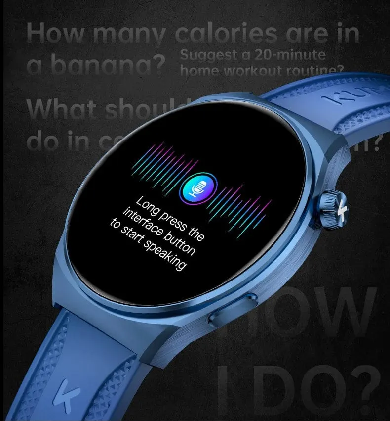 KUMI GW6 1.43-Zoll-AMOLED-Bildschirm Bluetooth-Anruf IP68 Wasserdicht NFC 100+ Sport-Smartwatch mit Herzfrequenz-, Blutdruck- und Sauerstoffmonitor