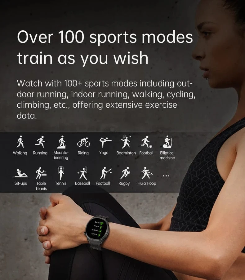 KUMI GW6 1.43-Zoll-AMOLED-Bildschirm Bluetooth-Anruf IP68 Wasserdicht NFC 100+ Sport-Smartwatch mit Herzfrequenz-, Blutdruck- und Sauerstoffmonitor
