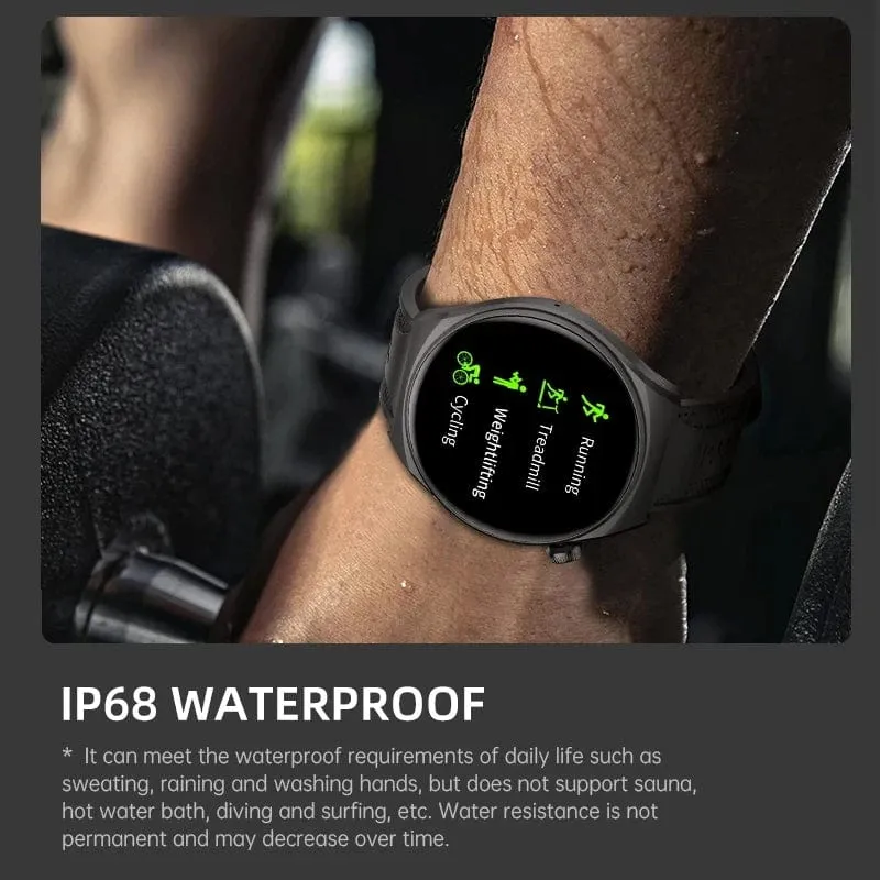 KUMI GW6 1.43-Zoll-AMOLED-Bildschirm Bluetooth-Anruf IP68 Wasserdicht NFC 100+ Sport-Smartwatch mit Herzfrequenz-, Blutdruck- und Sauerstoffmonitor