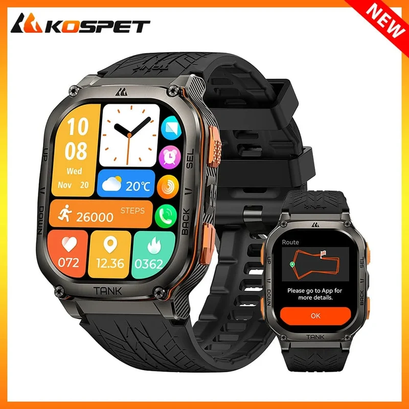 2024 Original KOSPET TANK M3 Ultra GPS Smart Uhren für Männer Frauen Smartwatch AOD Elektronische Militär Robuste Wasserdichte Uhr