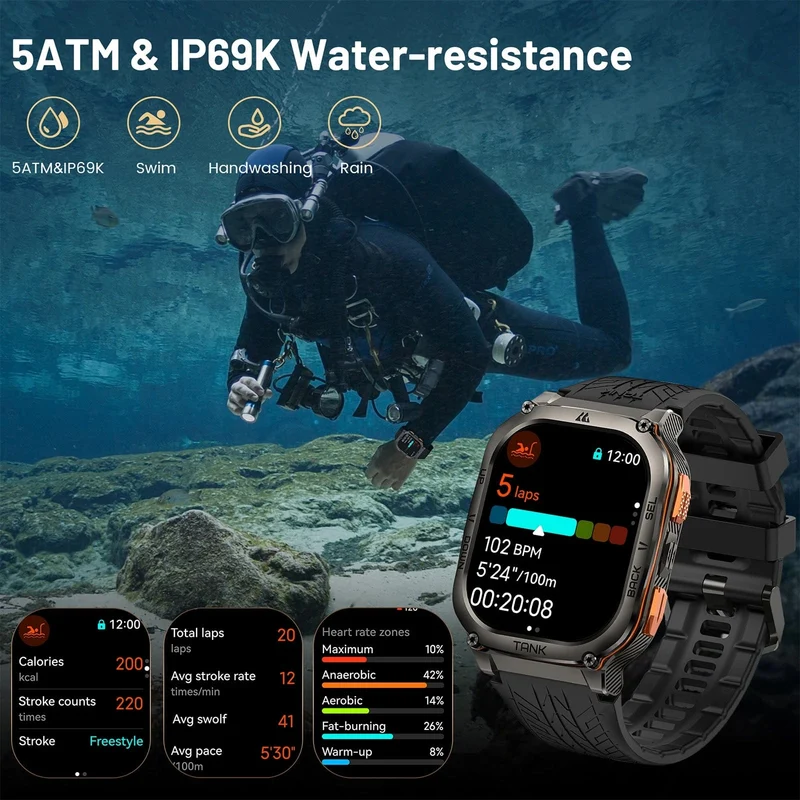 2024 Original KOSPET TANK M3 Ultra GPS Smart Uhren für Männer Frauen Smartwatch AOD Elektronische Militär Robuste Wasserdichte Uhr