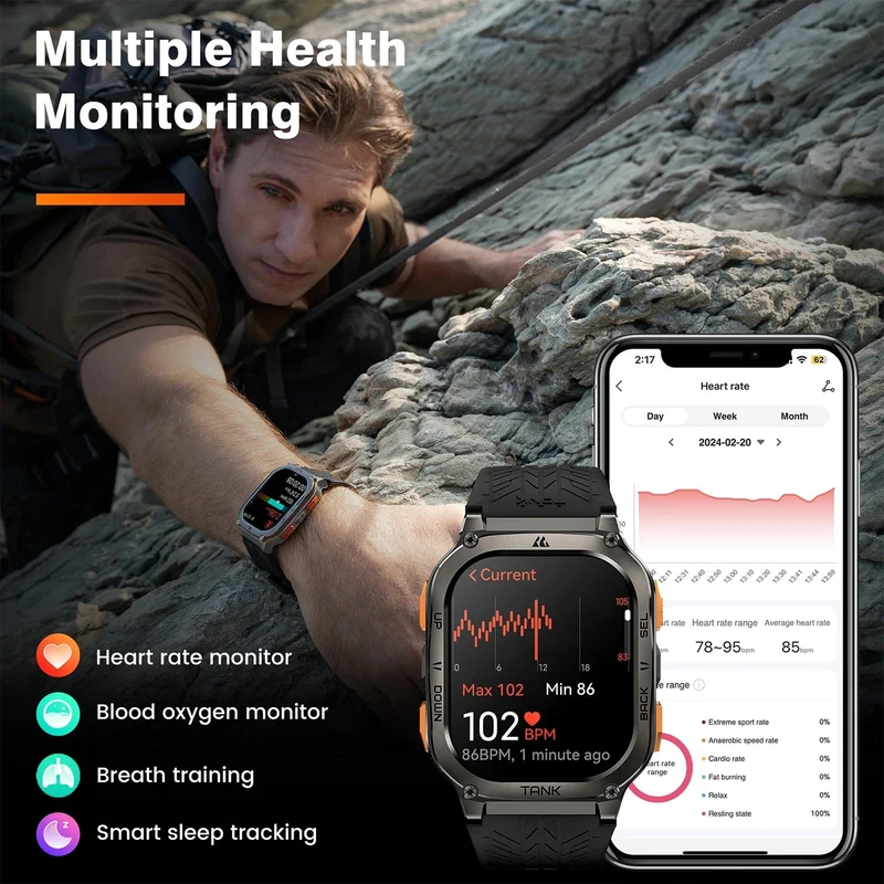 2024 Original KOSPET TANK M3 Ultra GPS Smart Uhren für Männer Frauen Smartwatch AOD Elektronische Militär Robuste Wasserdichte Uhr