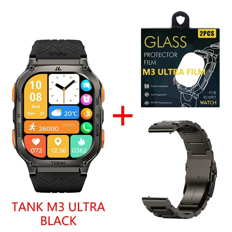 2024 Original KOSPET TANK M3 Ultra GPS Smart Uhren für Männer Frauen Smartwatch AOD Elektronische Militär Robuste Wasserdichte Uhr