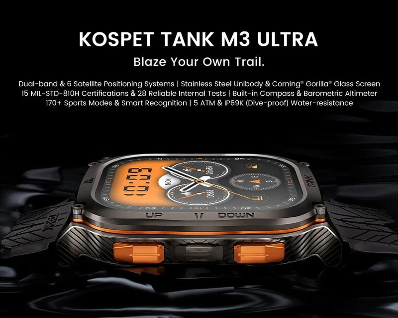 2024 Original KOSPET TANK M3 Ultra GPS Smart Uhren für Männer Frauen Smartwatch AOD Elektronische Militär Robuste Wasserdichte Uhr
