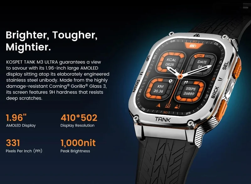 2024 Original KOSPET TANK M3 Ultra GPS Smart Uhren für Männer Frauen Smartwatch AOD Elektronische Militär Robuste Wasserdichte Uhr