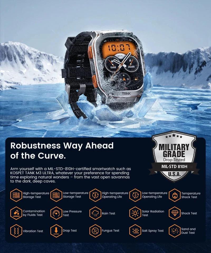 2024 Original KOSPET TANK M3 Ultra GPS Smart Uhren für Männer Frauen Smartwatch AOD Elektronische Militär Robuste Wasserdichte Uhr