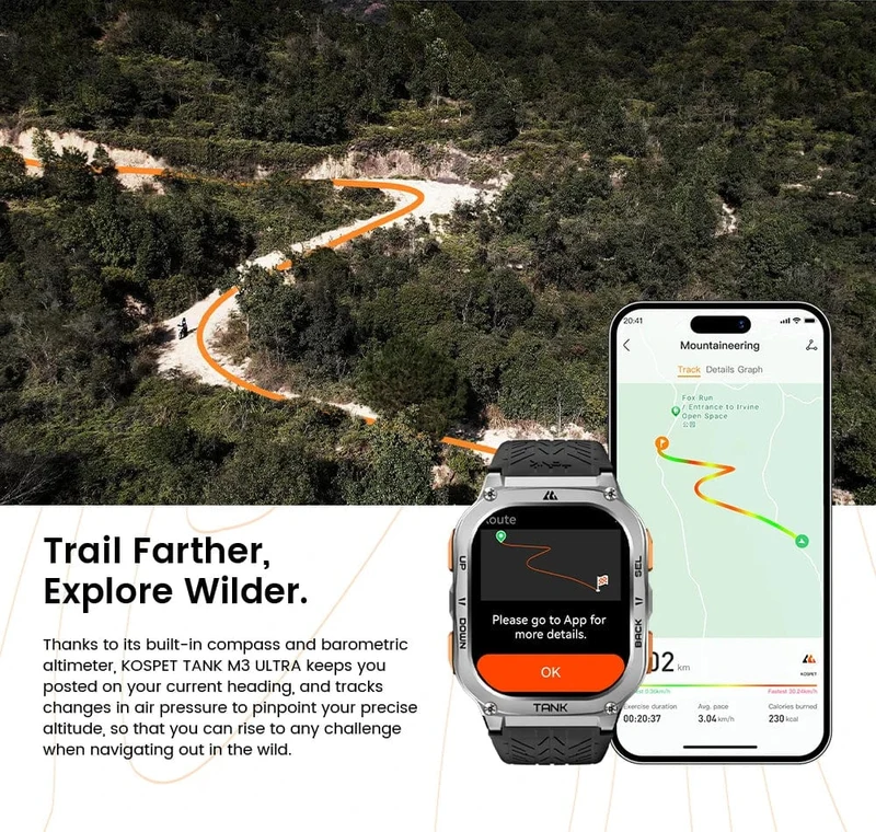 2024 Original KOSPET TANK M3 Ultra GPS Smart Uhren für Männer Frauen Smartwatch AOD Elektronische Militär Robuste Wasserdichte Uhr