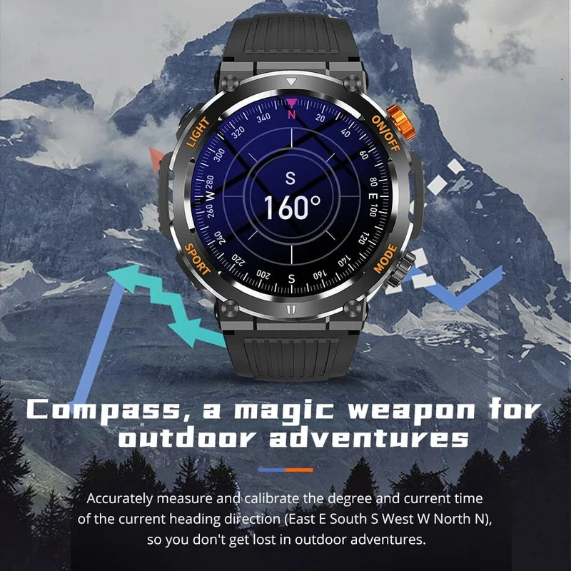 COLMI V68 1.46-Zoll-HD-Display-Smartwatch für Herren, 100 Sportmodi, Kompass, Taschenlampe, Militärqualität, robuste Smartwatch