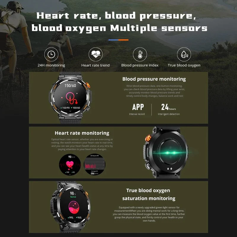 COLMI V68 1.46-Zoll-HD-Display-Smartwatch für Herren, 100 Sportmodi, Kompass, Taschenlampe, Militärqualität, robuste Smartwatch