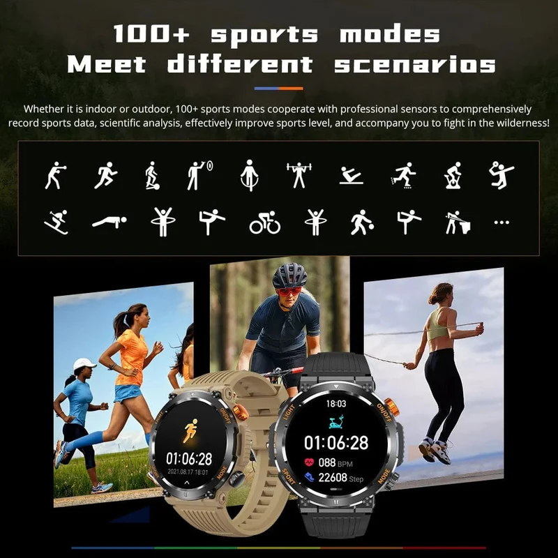 COLMI V68 1.46-Zoll-HD-Display-Smartwatch für Herren, 100 Sportmodi, Kompass, Taschenlampe, Militärqualität, robuste Smartwatch