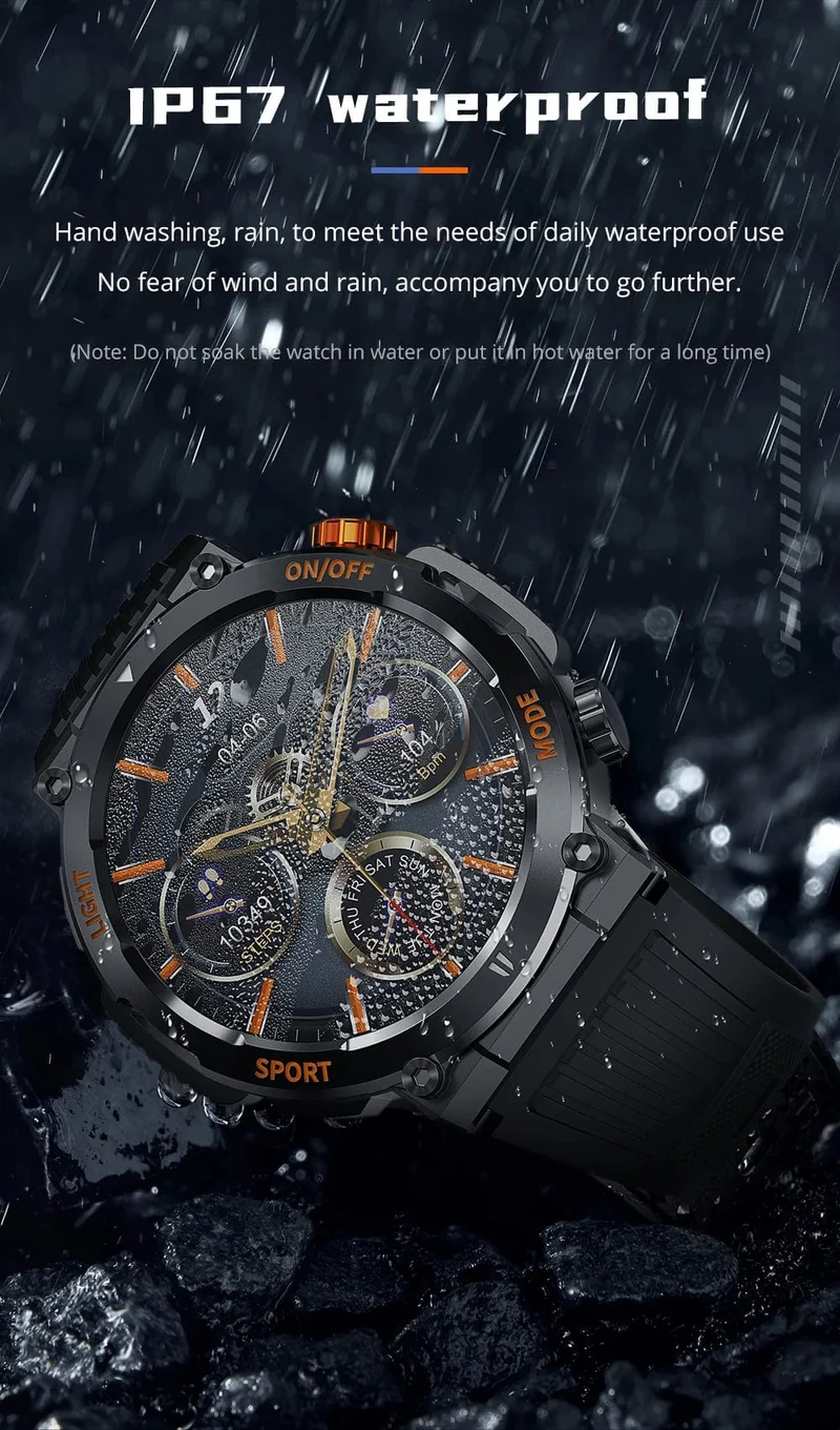 COLMI V68 1.46-Zoll-HD-Display-Smartwatch für Herren, 100 Sportmodi, Kompass, Taschenlampe, Militärqualität, robuste Smartwatch