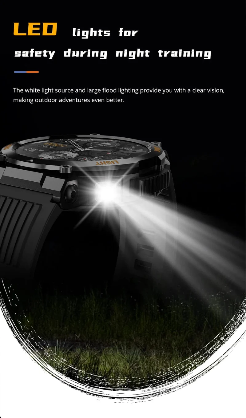 COLMI V68 1.46-Zoll-HD-Display-Smartwatch für Herren, 100 Sportmodi, Kompass, Taschenlampe, Militärqualität, robuste Smartwatch