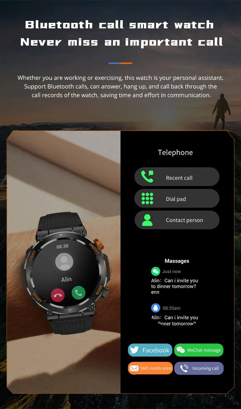 COLMI V68 1.46-Zoll-HD-Display-Smartwatch für Herren, 100 Sportmodi, Kompass, Taschenlampe, Militärqualität, robuste Smartwatch
