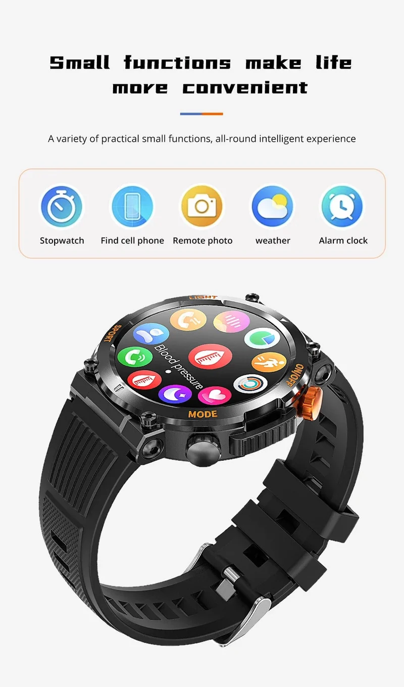 COLMI V68 1.46-Zoll-HD-Display-Smartwatch für Herren, 100 Sportmodi, Kompass, Taschenlampe, Militärqualität, robuste Smartwatch