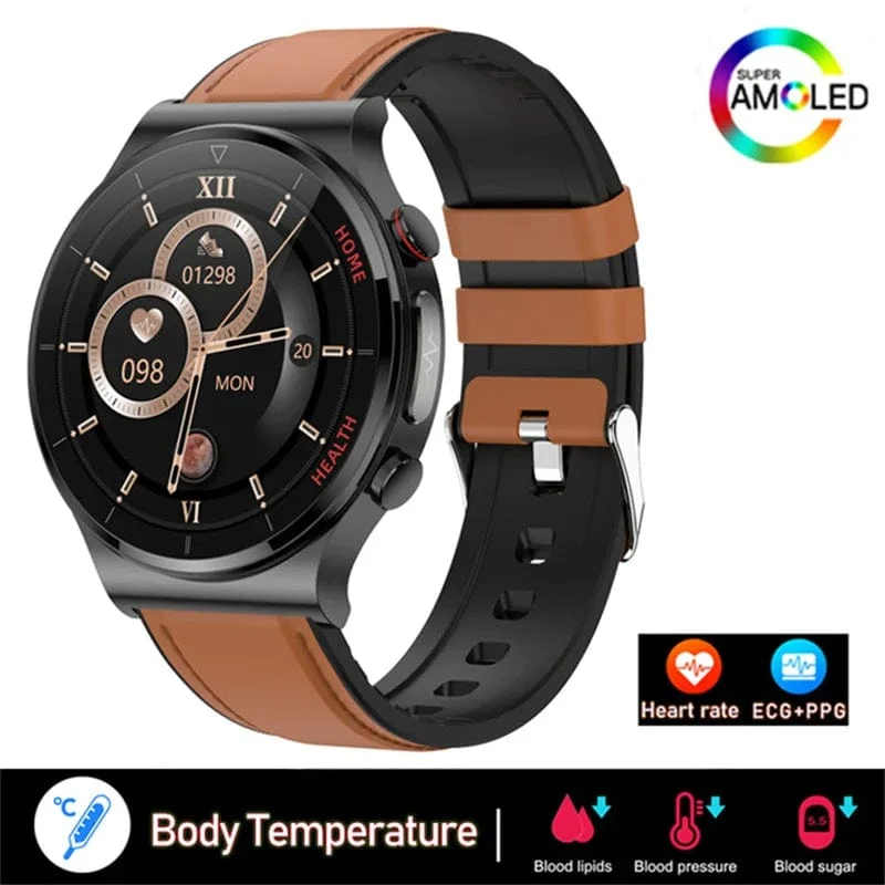 2024 Neue Laserbehandlung Drei hohe Smart Watch Männer EKG PPG Herzfrequenz Blutzucker Gesundheitstracker Smart Watches für Huawei IOS