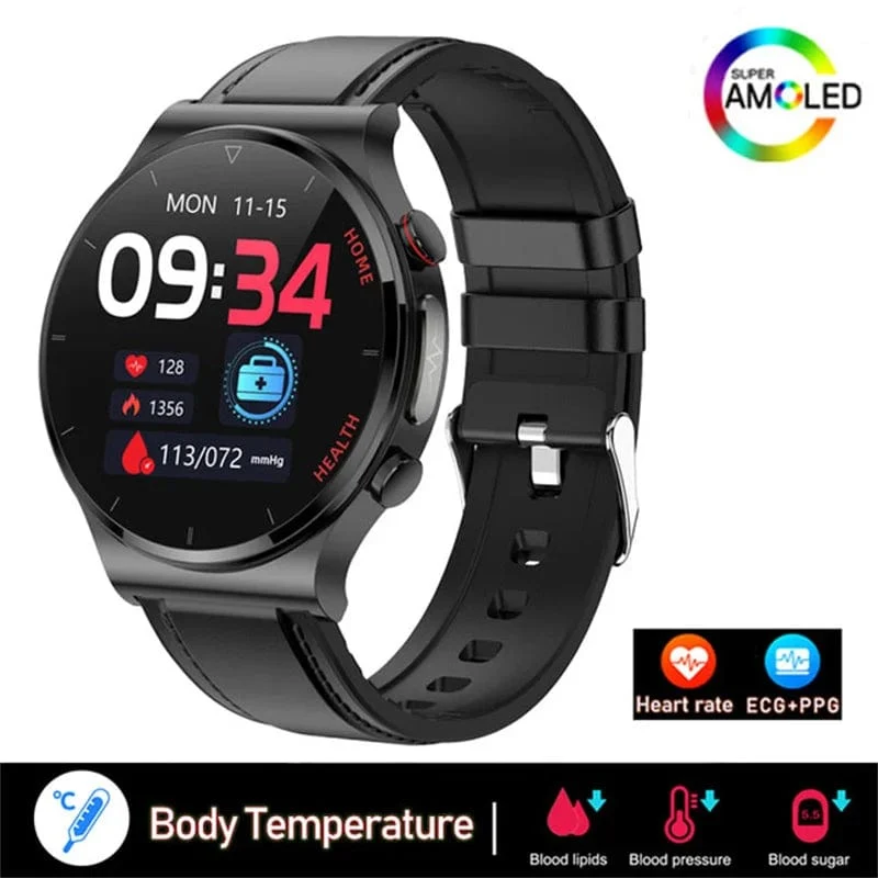 2024 Neue Laserbehandlung Drei hohe Smart Watch Männer EKG PPG Herzfrequenz Blutzucker Gesundheitstracker Smart Watches für Huawei IOS