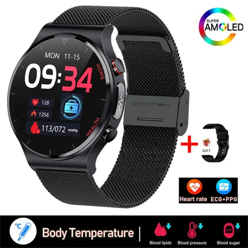 2024 Neue Laserbehandlung Drei hohe Smart Watch Männer EKG PPG Herzfrequenz Blutzucker Gesundheitstracker Smart Watches für Huawei IOS