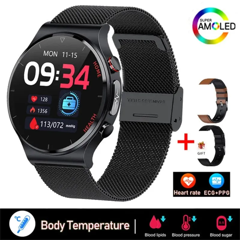 2024 Neue Laserbehandlung Drei hohe Smart Watch Männer EKG PPG Herzfrequenz Blutzucker Gesundheitstracker Smart Watches für Huawei IOS