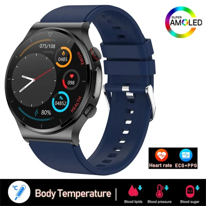 2024 Neue Laserbehandlung Drei hohe Smart Watch Männer EKG PPG Herzfrequenz Blutzucker Gesundheitstracker Smart Watches für Huawei IOS