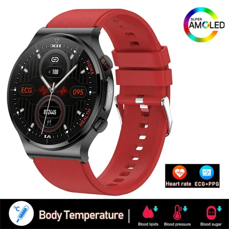 2024 Neue Laserbehandlung Drei hohe Smart Watch Männer EKG PPG Herzfrequenz Blutzucker Gesundheitstracker Smart Watches für Huawei IOS